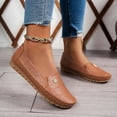 thumbnail image 2 of Women's Casual Slip-On Walking Flats Loafers Stylish Orthopedic Leather Shoes Anti-Slip Flat-Soled Shoes Slip on Walking Loafers All-Day Comfort Casual Shoes,Brown 41(US-8), 2 of 7