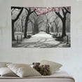thumbnail image 3 of ONETECH  Pink Floral Tapestry Spring Cherry Flowers Paris French Blossom Landscape Romantic Wall Hanging Central Park Tree Girls Women Home Dorm Decor Art Living Room Bedroom, 3 of 7