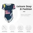 thumbnail image 4 of Cauagu Astronaute avec Drapeau USA T-Shirts à Manches Courtes Col Rond pour Femmes Combinaison Quotidienne-TG, 4 of 7