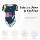 thumbnail image 4 of Balery Astronaut With USA Flag Body de cuello redondo de manga corta para mujer Tops de manga corta Tops básicos-Large, 4 of 7