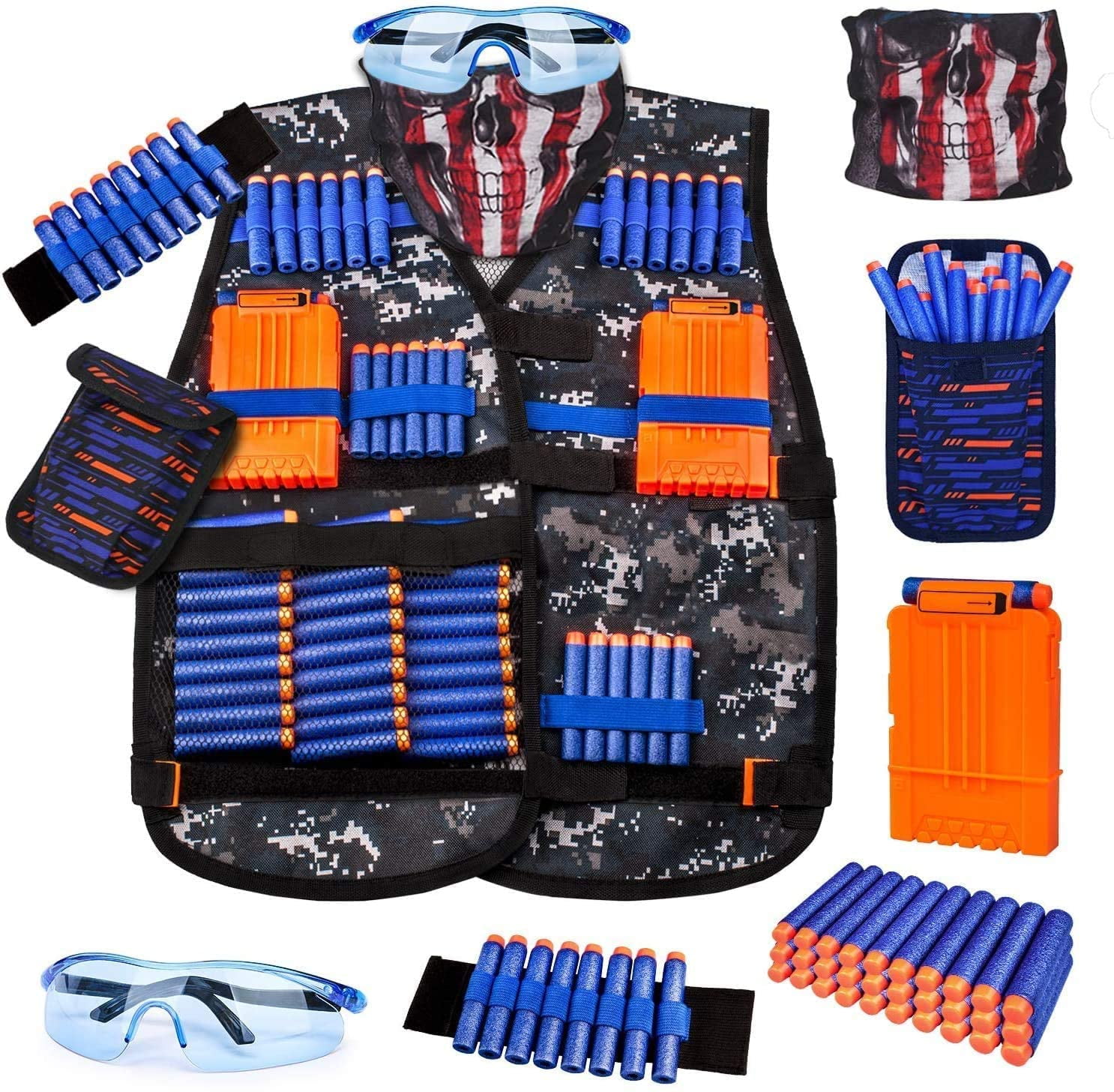 92 Pieces 2 Team Sets Adjustable Tactical Vest for Nerf Guns Kids Tactical Vest 