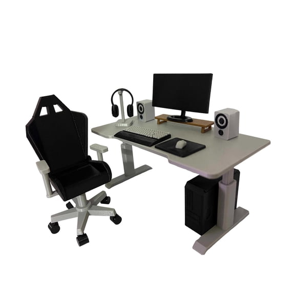 Decoración de muebles de oficina en miniatura, escritorio de computadora a escala 1:12, colección simulada, accesorios para escenas DIY
