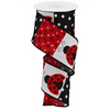 2.5"X10yd Ladybug Block Pattern Royal Wired Edge RibbonRGB125227