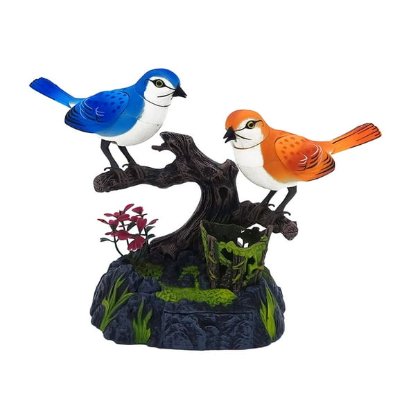 Pantalios para hablar, juguete para pájaros de control de sonido, juguete para niños liviano, decoración de la oficina para el hogar aves eléctricas 1 naranja y 1 azul