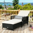 thumbnail image 3 of Costway Chaise Longue Inclinable en Rotin PE avec Accoudoirs, Coussin Réglable, Noir, 3 of 10