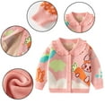 thumbnail image 6 of Godderr Kids Toddler Girls Knitted Sweater Outwear Baby Winter Warm Cardigan Jacket Coat Newborn Cartoon Printing Lapel Buttons Knitted Sweater Top for 12M-6T, 6 of 7