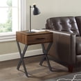 thumbnail image 5 of Brin 18" X-Leg 1-Drawer Metal and Wood End Table in Dark Walnut, 5 of 5