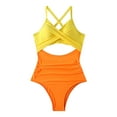 thumbnail image 2 of Tqyyweavej One Piece Swimsuits for Women Spaghetti Strap Criss Cross Pleated Bathing Suits Deep V Neck Color Block Cutout Swimwear S-2XL, 2 of 9