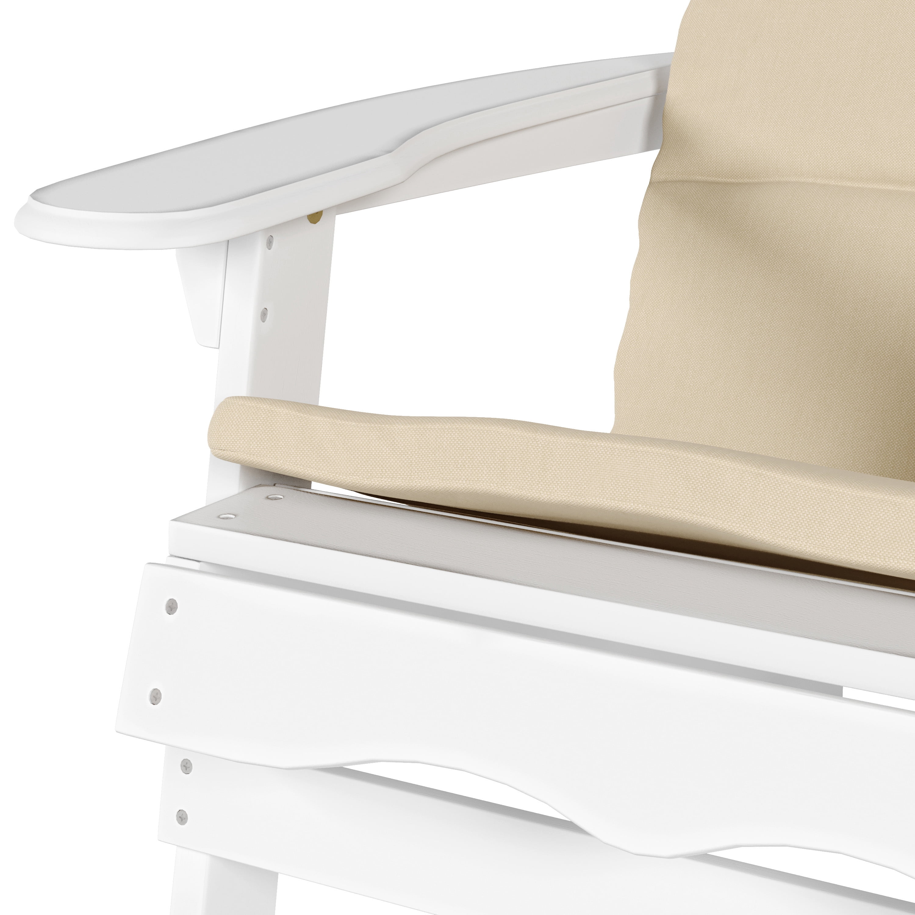 Ariel Outdoor Acacia Wood Folding Adirondack Chairs with Cushions (Set of 4), White and Khaki