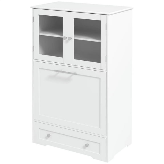 Spaco Dog Feeding Station with Two Storage Cabinets, 2 Elevated Dog Bowls, Side Hooks, Anti-tip Kit, Feeding Station for Feeding & Watering, White