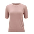 thumbnail image 4 of Pink Western Outfit for Women, Short Sleeve Womens Spring Tops 2024, Polyester Tshirts Shirts for Women, Women's Round Neck d Loose T Shirt With A Knit Bottom Top, 4 of 9