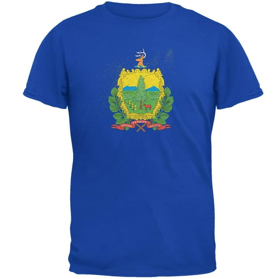 Born and Raised Vermont State Flag Mens Soft T Shirt Royal LG