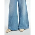 thumbnail image 5 of Scoop Women's and Women’s Plus Wide Leg Jeans with Faux Pearl Accents, Sizes 0-26W, 5 of 7