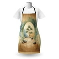thumbnail image 3 of Peacefulness Apron, Japanese Garden Inspired Stones Waving Sand Tree Soft Watercolor, Unisex Kitchen Bib with Adjustable Neck for Cooking Gardening, Adult Size, Camel Reseda Green Blue, by Ambesonne, 3 of 4