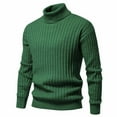 thumbnail image 3 of ZCFZJW Men's Slim Fit Mock Turtleneck Pullover Sweater Fall Lightweight Casual Long Sleeve Basic Cable Knitted Thermal Sweaters Green L, 3 of 5