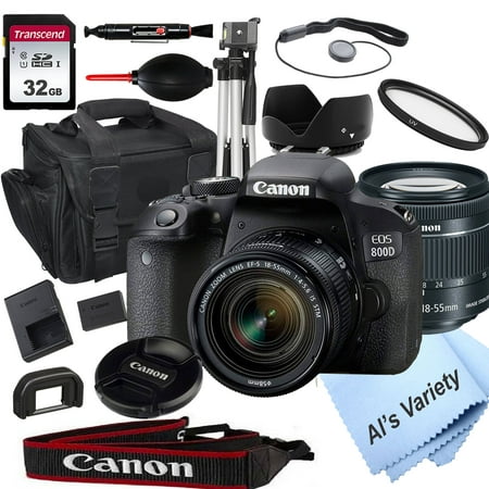 Canon EOS 800D/ Rebel T7i DSLR Camera with 18-55mm f/3.5-5.6 STM Zoom Lens + 32GB Card, Tripod, Case, and More 18pc Bundle