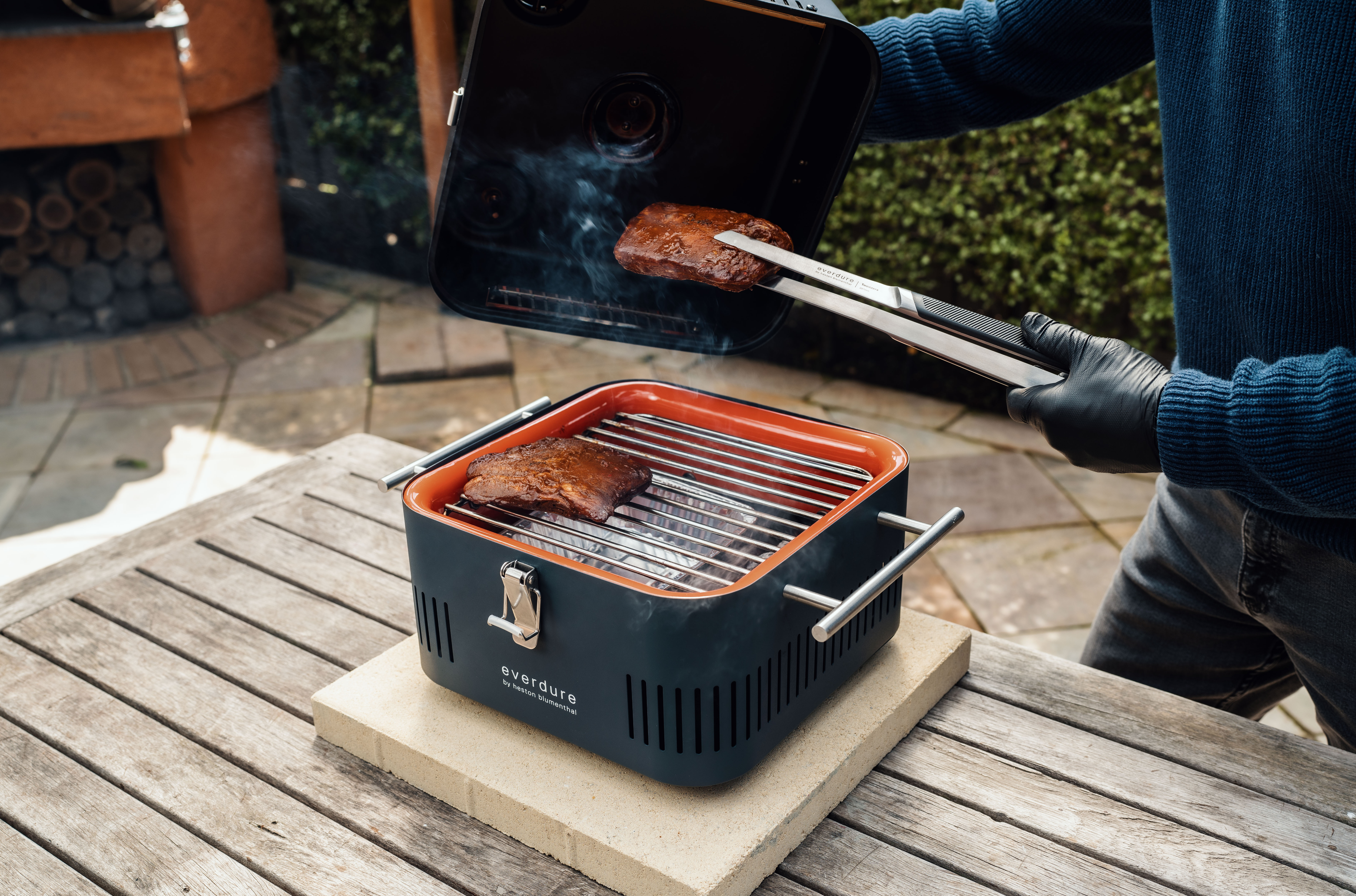 Everdure CUBE Charcoal Grill with Cool Touch Handles, Storage Container & Bamboo Serving Board - image 5 of 18