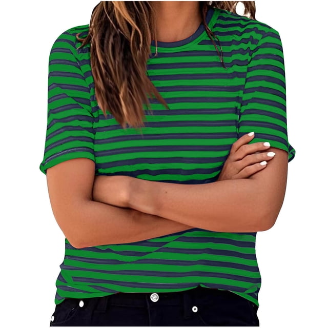 Liquidation! Hauts Grande Taille pour Femmes, Blouse à Manches Courtes d'Été pour Femmes, Mode Décontractée Confortable Imprimée à Manches Courtes Col Rond T-Shirt