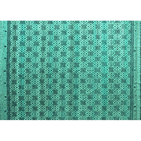 Ahgly Company Indoor Rectangle Abstract Turquoise Blue Modern Area Rugs, 6' x 9'
