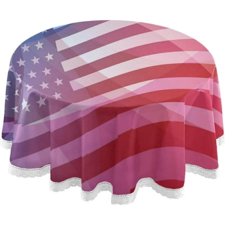 

Hyjoy American Flag Round Tablecloth 60In Round Table Cloth Water Resistant Spill Proof Large Table Cover for Family Gathering Dinner Hotel BBQ