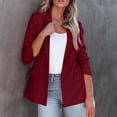 thumbnail image 2 of Yigetop Women Blazers for Work Casual Women Fashion Casual Solid Long Sleeve Open Front Notched Collar Suit Cardigan Ladies Jacket Coat Womens Blazers for Work Casual Red2 2XL, 2 of 5