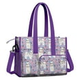 thumbnail image 2 of Teacher Tote Bag,Bichon Dog Purple Florals Teacher Utility Tote Bag,Large Work Tote Bags for Women with Multiple Pockets,Top Zipper Closure,13.8x10.6x6.7 Inch, 2 of 5