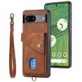thumbnail image 2 of Wallet Case for Google Pixel 8A, Retro Premium Leather Credit Card Holder RFID Blocking Case with Wrist Strap Stand Magnetic Clasp Flip Anti-Scratch Cover For Google Pixel 8A,Brown, 2 of 11