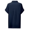 thumbnail image 7 of KIHOUT Women's Crinkle Gauze Button-Down Shirt Short Sleeve Rolled Cuff Split Hem Casual Cotton Blouse, 7 of 7