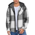 thumbnail image 6 of Flannel Hoodie for Men Dqueduo Men's Flannel Plaid Hooded Long Sleeve Button Front Casual Shirt Jacket, Multiple Styles Black XL, 6 of 6