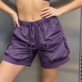 thumbnail image 2 of Hurxie Womens Lightweight Hiking Cargo Shorts Quick Dry Athletic Shorts Camping Travel Golf Zipper Pockets Purple,XS, 2 of 6
