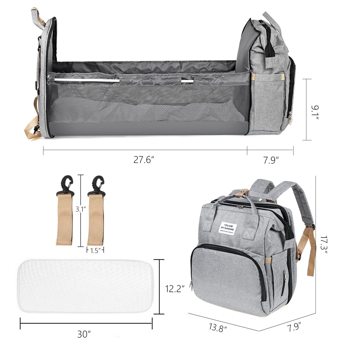 Sale! Crosshatch Gray NGIL Diaper Bag/Travel Backpack
