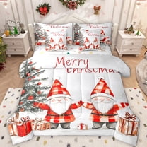 Manfei Cartoon Gnome 7-Piece Twin Bedding Sets,Merry Christmas Bedding Comforter Set,Kids Xmas Gifts Tree Sheet Sets For Girls Boys,Microfiber Bedroom Decor Reversible