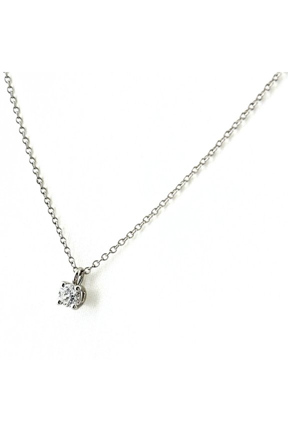 Pre-Owned Tiffany & Co. Solitaire Necklace, Platinum, Diamond Pendant, 1P Pt950, Diamond,...