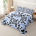thumbnail image 3 of Manfei Vintage Leopard Print Bow Bed Spread Queen for Teens Girls,Black Blue Cheetah Print Queen Coverlet Set, 3 of 7