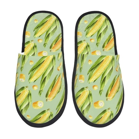 Balery Fresh Sweet Corn Slient Indoor Furry Fleece Comfort House Shoes Soft Non-Slip Home Shoes Cotton slippers House Slippers-- Large