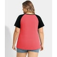 thumbnail image 3 of CASSIE LIZ Plus Size Womens Tops 4X Summer Shirts Pink Crew Neck Fashion Short Sleeve Tee Loose Fit Tunics Spring Blouses Casual Pullover 4XL 24W 26W, 3 of 5