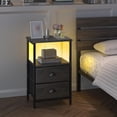 thumbnail image 5 of Nightstand with Charging Station, Night Stand with 2 Fabric Drawers PU Finish, Bedside Table End Table with LED Light, 3-Tier Storage Side Table Nightstand with Drawers for Bedroom, 5 of 7