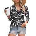 thumbnail image 7 of Drovellove Women's Casual Print 3/4 Length Sleeve Blouse with V Neck - Loose Fit Top for Home or Work, 7 of 7