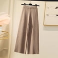 thumbnail image 2 of Pantalones anchos de punto para mujer, otoño e invierno, pantalones de lana holgados y rectos de cintura alta, pantalones caídos con cordones, 2 of 6