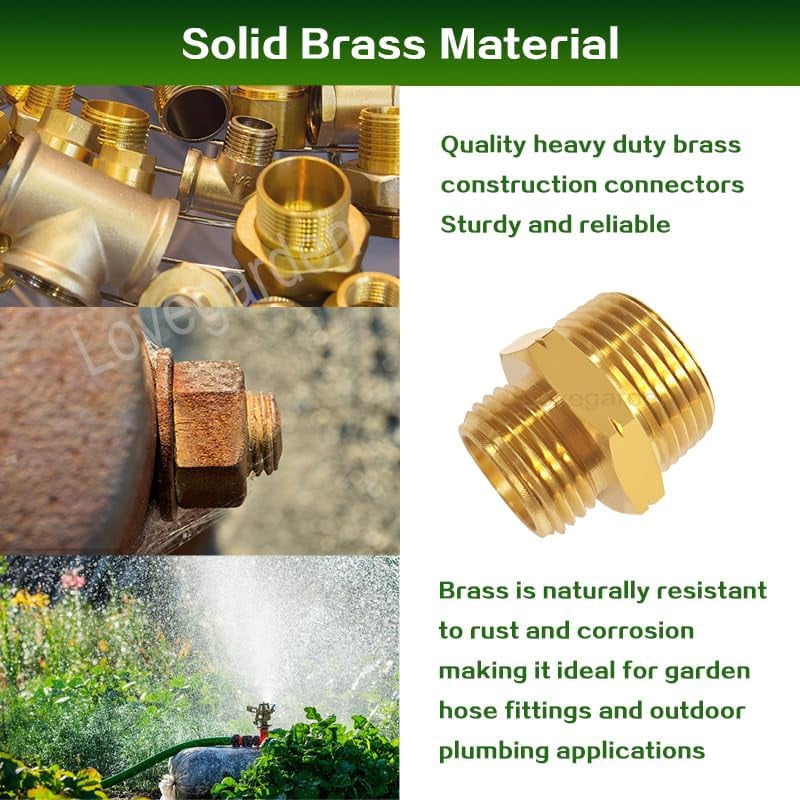 MKEUDQ-1-1/2\u201d NPT x 3/4\u201d GHT Male Connector, Brass Garden Hose Adapter to Industrial, Kitchen, Irrigation, Shower, RV Outdoor Water Supply Line Pipe Fitting