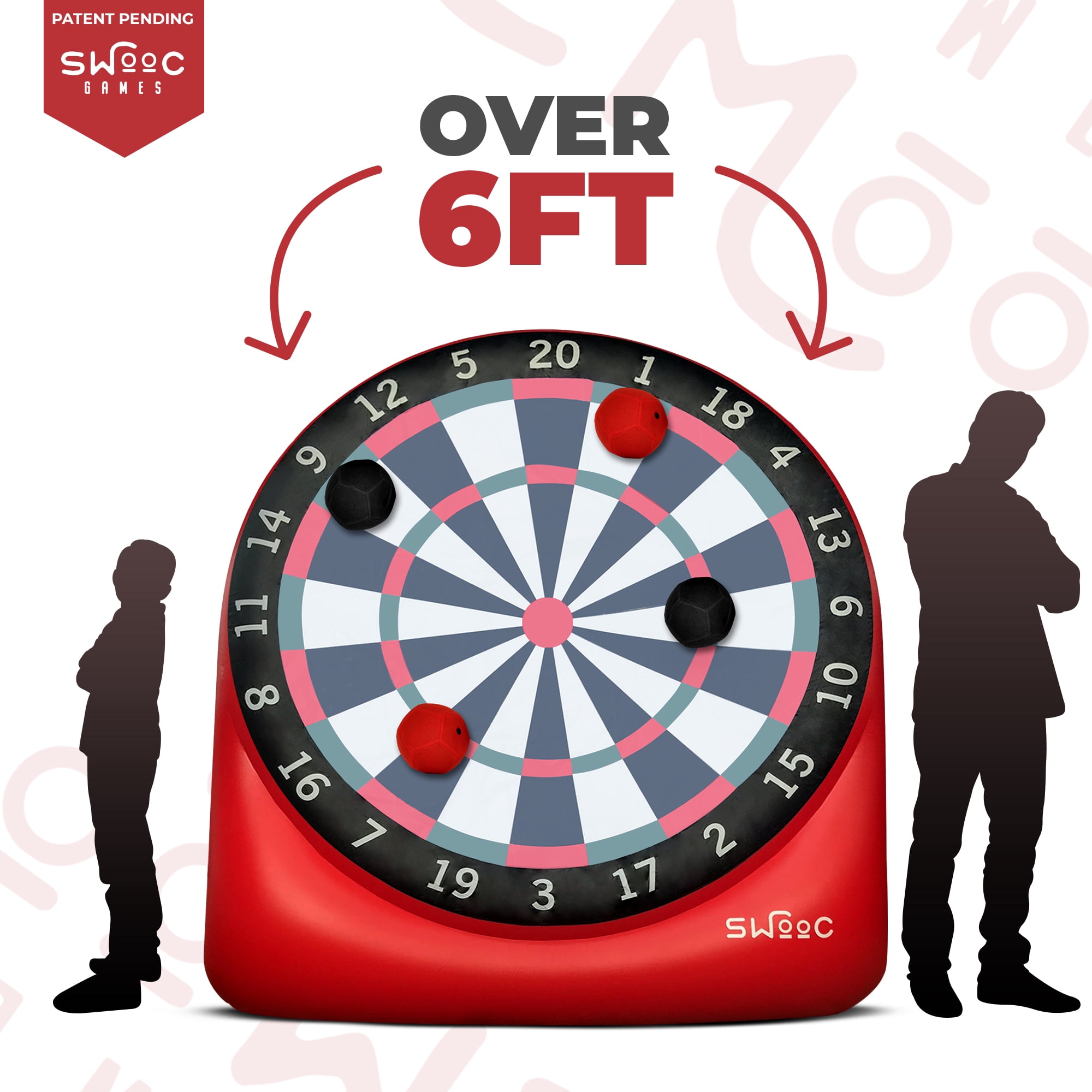 Premium Giant Kick Darts (Over 6 ft. Tall) with 15+ Games Included - Giant Inflatable Outdoor Dartboard w/ Soccer Balls