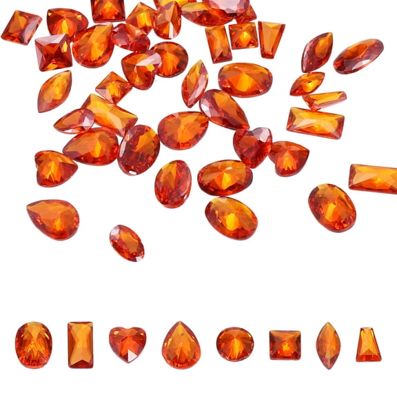Uxcell 50pcs Shiny Zircon Rhinestones 2-4mm Multi-shape Mini Nail Art Diamonds Crystal Nail Gems 3D Flatback Crystal Rhinestones for Nail Art DIY Craft Manicure Decor Clothing, Orange