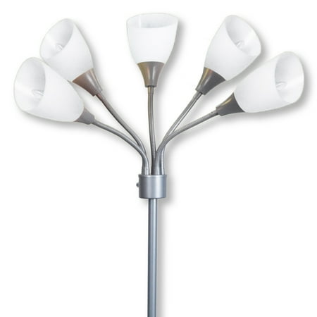 Hyundai Accent Lamp - Light Accents Medusa Grey Floor Lamp with White Acrylic Shades