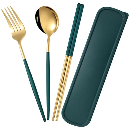 Minkissy Portable Compact Outdoor Travel Tableware Set with Spoon, Fork, Chopsticks for Adults and Families, Lightweight and