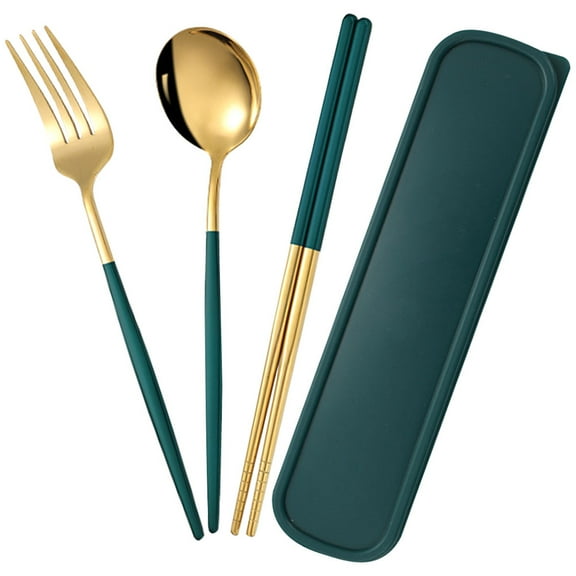 Minkissy Portable Compact Outdoor Travel Tableware Set with Spoon, Fork, Chopsticks for Adults and Families, Lightweight and
