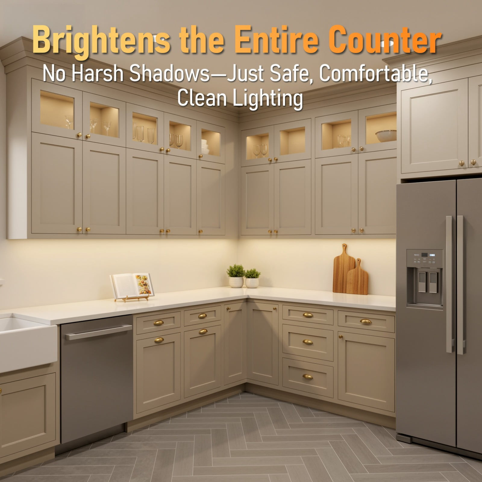 24W 5CCT LED Under Cabinet Lighting Fits 42-Inch Cabinets, Hardwired & Plug-In, 120V Ultra-Slim Linkable Dimmable Under Counter Lights, 2700K/3000K/3500K/4000K/5000K Selectable