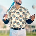 thumbnail image 5 of Zufioo 70s Disco Ball Print Men's Baseball Short Sleeve, Moisture Wicking Button-Down Hip Hop Tee-X-Large, 5 of 7
