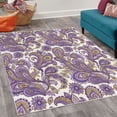 thumbnail image 2 of Paisley Decorative Rug, Blue and Purple Flowers Leaves Floral Pattern Bohemian Style Country Print, Quality Carpet for Bedroom Dorm and Living Room, 6 Sizes, Khaki Lavender, by Ambesonne, 2 of 4