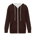thumbnail image 4 of ZHOUCHANKIDS Zip Up Hoodie Women Oversized Y2K Sweatshirt Casual Long Sleeve Fleece Jacket Lightweight Fall Hoodies with Pockets Brown, 4 of 4