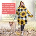 thumbnail image 4 of Black White Gray Checker Sunflower Pattern Wearable Oversized Blanket,Wearable Blanket Hoodie for Adults,Cozy Hooded Blankets with Super Pockets,Super Warm Fuzzy Pullover for Women & Men, 4 of 6